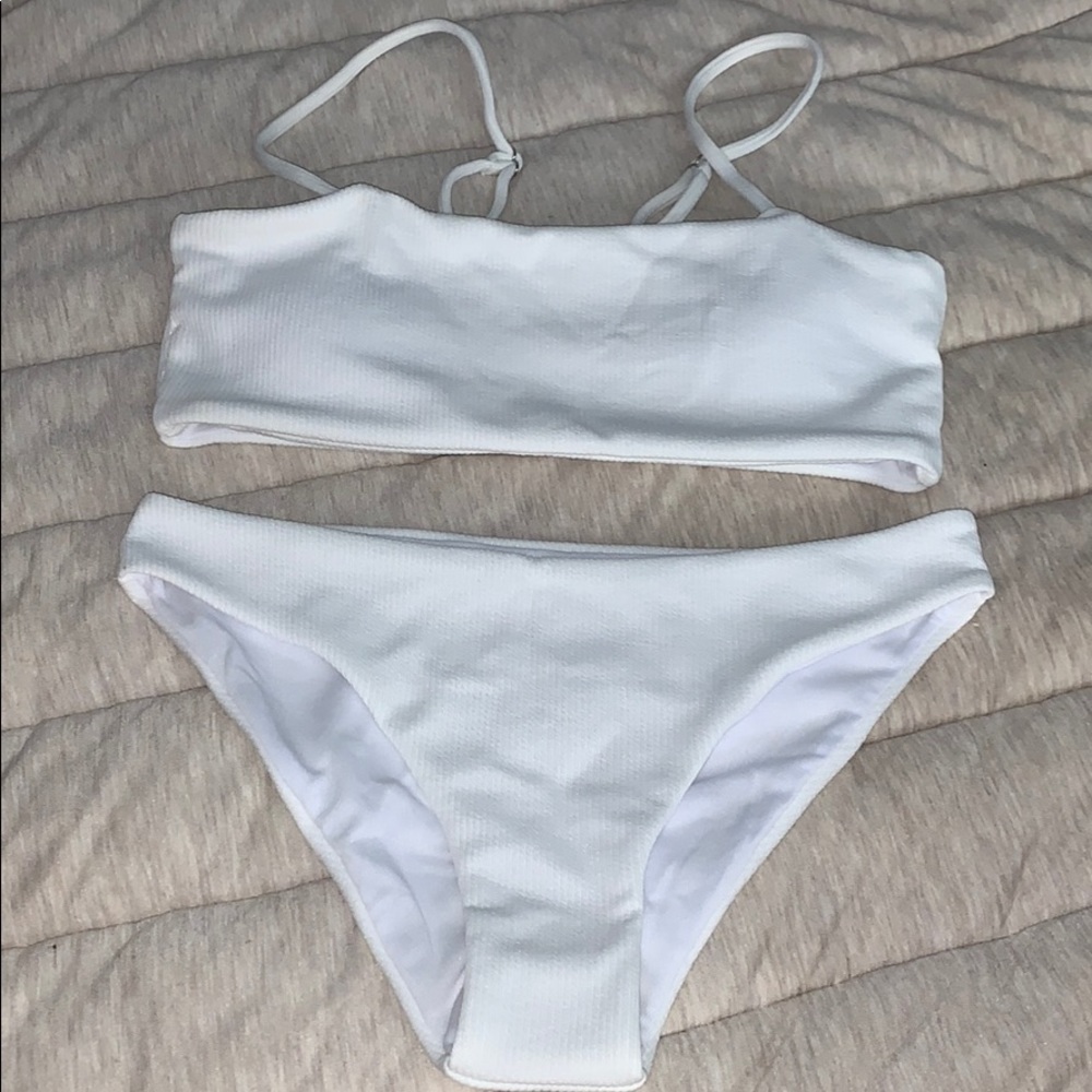white ribbed bikini